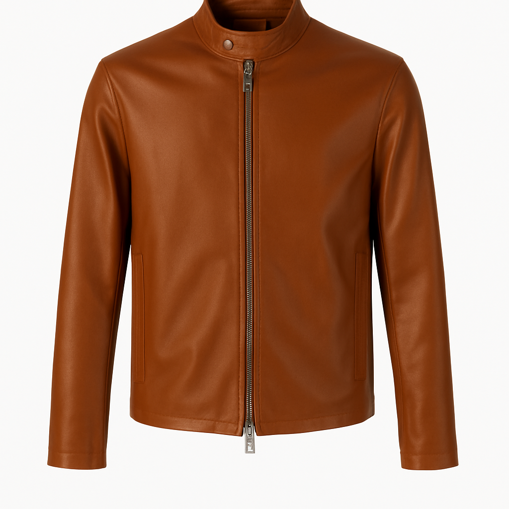 Men's Designer Bomber Leather Jacket – Premium Black Streetwear Style for Fall & Winter