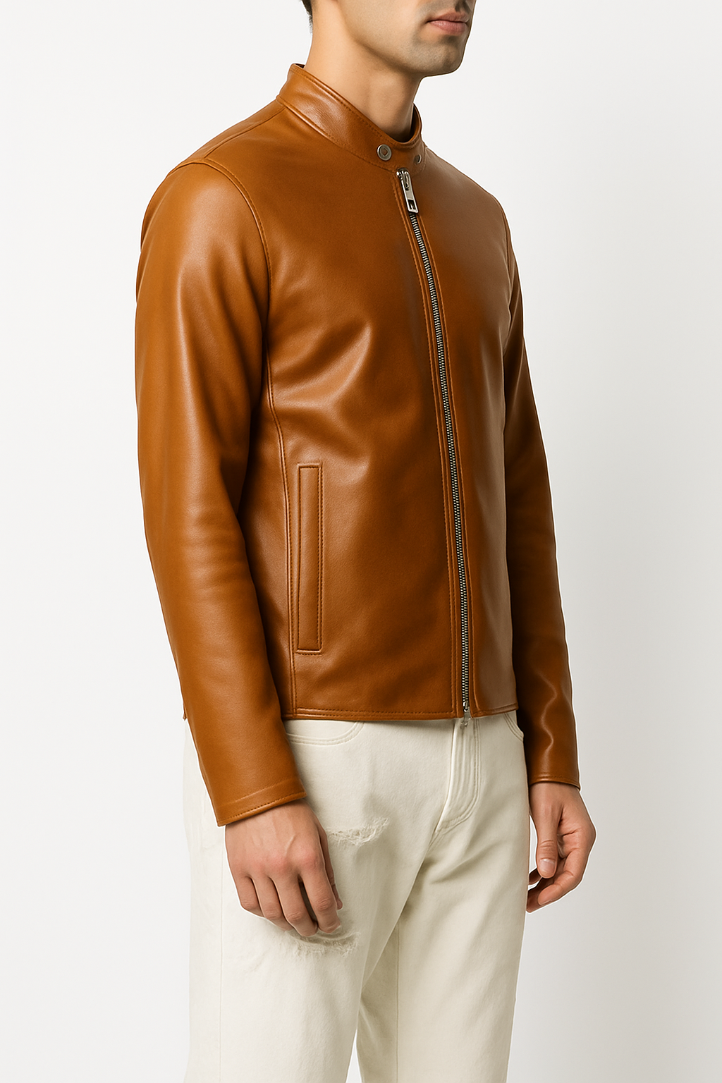 Men's Designer Bomber Leather Jacket – Premium Black Streetwear Style for Fall & Winter