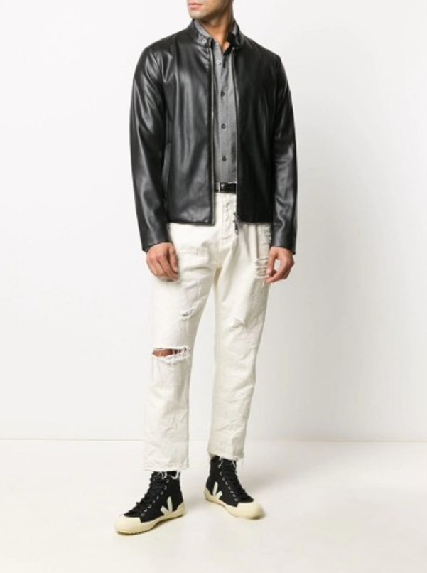 Men's Designer Bomber Leather Jacket – Premium Black Streetwear Style for Fall & Winter