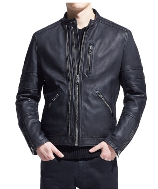 Victory Black Leather Jacket for Men – Designer Outerwear with Zipper Detailing & Modern Fit