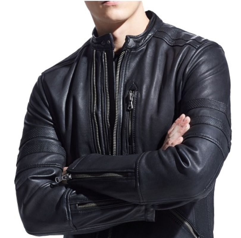 Victory Black Leather Jacket for Men – Designer Outerwear with Zipper Detailing & Modern Fit