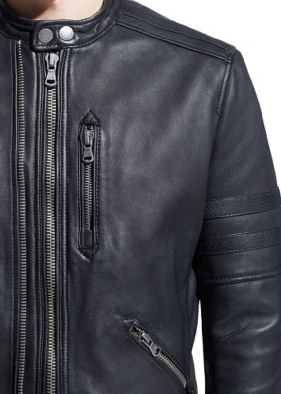 Victory Black Leather Jacket for Men – Designer Outerwear with Zipper Detailing & Modern Fit