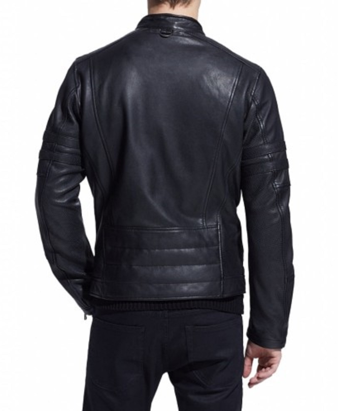 Victory Black Leather Jacket for Men – Designer Outerwear with Zipper Detailing & Modern Fit