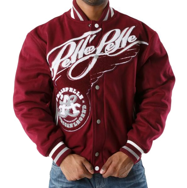 Pelle Pelle Men's Maroon Varsity Wool Jacket – American Legend Urban Streetwear