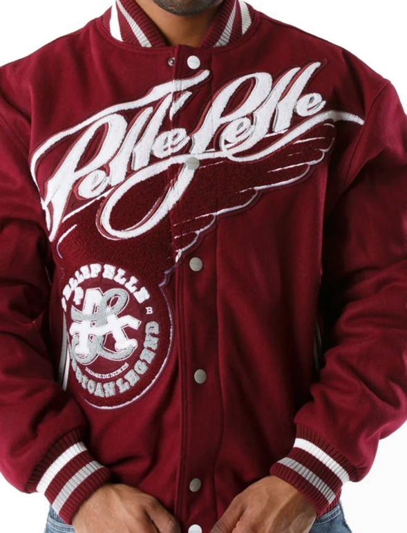 Pelle Pelle Men's Maroon Varsity Wool Jacket – American Legend Urban Streetwear