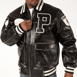 Pelle Pelle Black Leather Varsity Bomber Jacket – 1978 Heritage Streetwear Edition