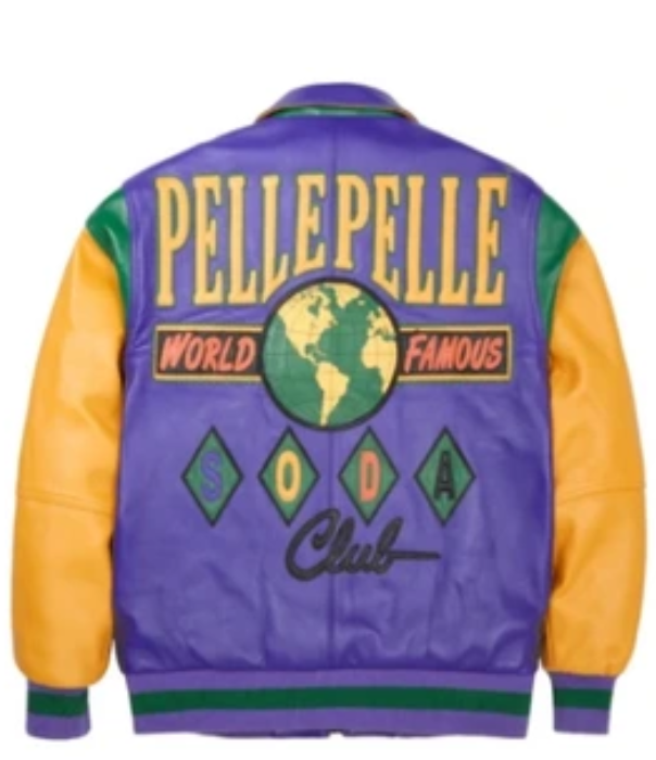 Pelle Pelle Famous Soda Club Plush Leather Jacket – Colorblock Streetwear Edition