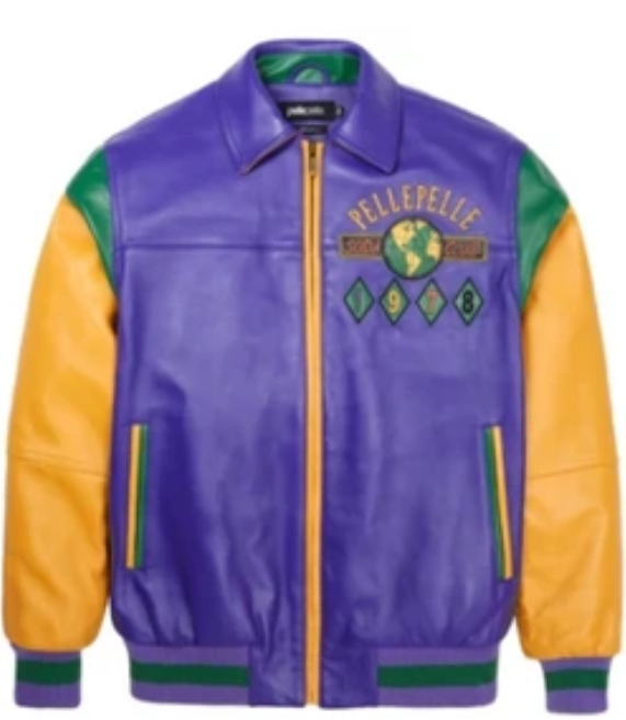Pelle Pelle Famous Soda Club Plush Leather Jacket – Colorblock Streetwear Edition