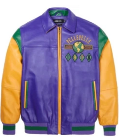 Pelle Pelle Famous Soda Club Plush Leather Jacket – Colorblock Streetwear Edition