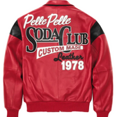 Pelle Pelle Red Custom Made Leather Jacket – Bold Streetwear with Soda Club Graphics