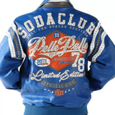 Pelle Pelle Soda Club Jacket – Blue Leather Edition with Studded Sleeve Stripes Special Cut