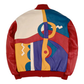Pelle Pelle Red Men’s Picasso Genuine Leather Jacket – Abstract Art Streetwear Statement