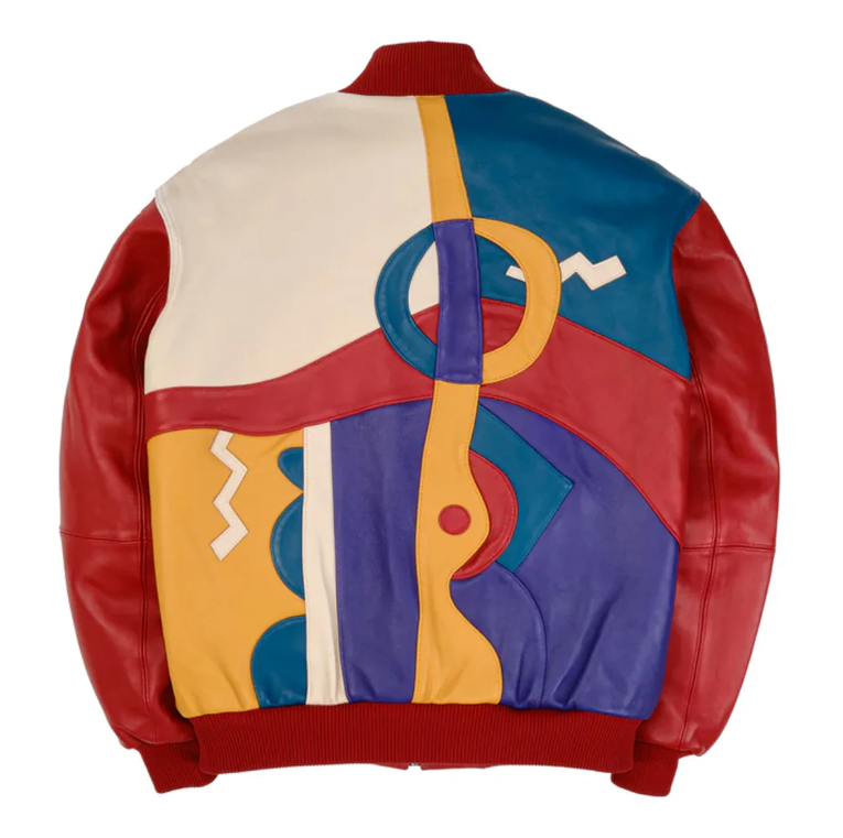 Pelle Pelle Red Men’s Picasso Genuine Leather Jacket – Abstract Art Streetwear Statement