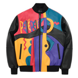 Pelle Pelle Black Men’s Picasso Genuine Leather Jacket – Abstract Multicolor Streetwear Edition