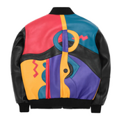 Pelle Pelle Black Men’s Picasso Genuine Leather Jacket – Abstract Multicolor Streetwear Edition