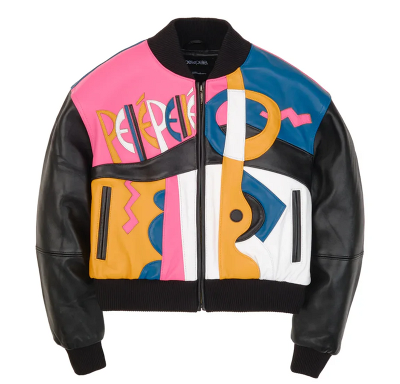 Pelle Pelle Black Women’s Picasso Genuine Leather Jacket – Abstract Black-Color Streetwear Edition