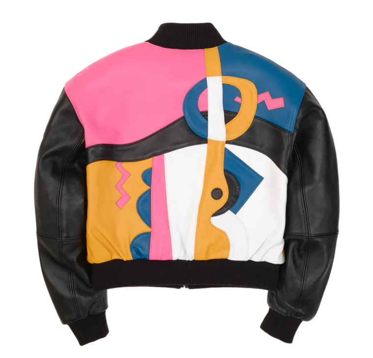 Pelle Pelle Black Women’s Picasso Genuine Leather Jacket – Abstract Black-Color Streetwear Edition