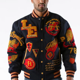 Pelle Pelle American Legend Varsity Jacket – Black  Loyalty & Honor Patch Bomber for Men