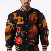 Pelle Pelle American Legend Varsity Jacket – Black  Loyalty & Honor Patch Bomber for Men