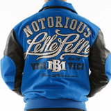 Pelle Pelle Blue & Black Varsity Jacket – Lucky Pie Est. 78 Leather Sleeve Bomber for Men