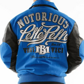 Pelle Pelle Blue & Black Varsity Jacket – Lucky Pie Est. 78 Leather Sleeve Bomber for Men