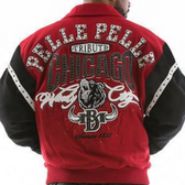 Pelle Pelle Chicago Bull Varsity Jacket – Maroon & Black  Studded “P” Patch Bomber for Men