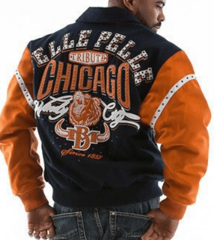 Pelle Pelle Chicago Bull Varsity Jacket – Mustard & Navy Tribute Edition  Roaring Lion Patch Bomber for Men