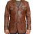 Men’s 4-Pocket Brown Leather Blazer – 100% Genuine Leather, Smart Casual Style, Button Closure