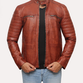 Men’s Black Café Racer Leather Jacket – Slim Fit, 100% Genuine Leather, Motorcycle Style