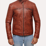 Men’s Black Café Racer Leather Jacket – Slim Fit, 100% Genuine Leather, Motorcycle Style
