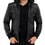 Men’s Black Leather Jacket with Removable Hood – Stylish Slim Fit Biker Motorcycle Coat