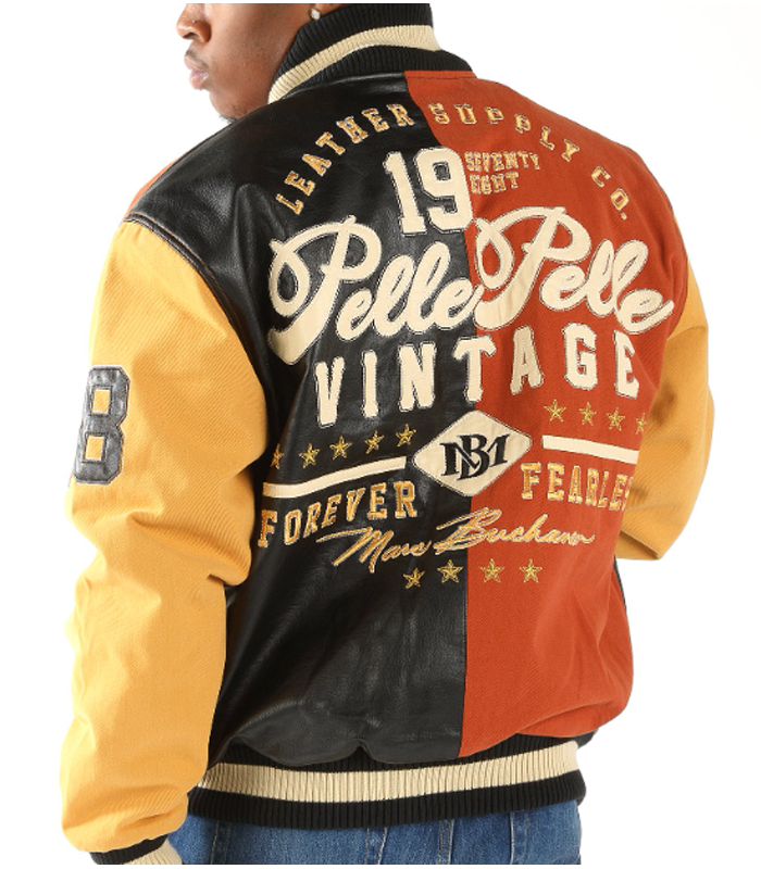 Pelle Pelle Forever Fearless Varsity Jacket – Colorblock Leather Streetwear by Marc Buchanana